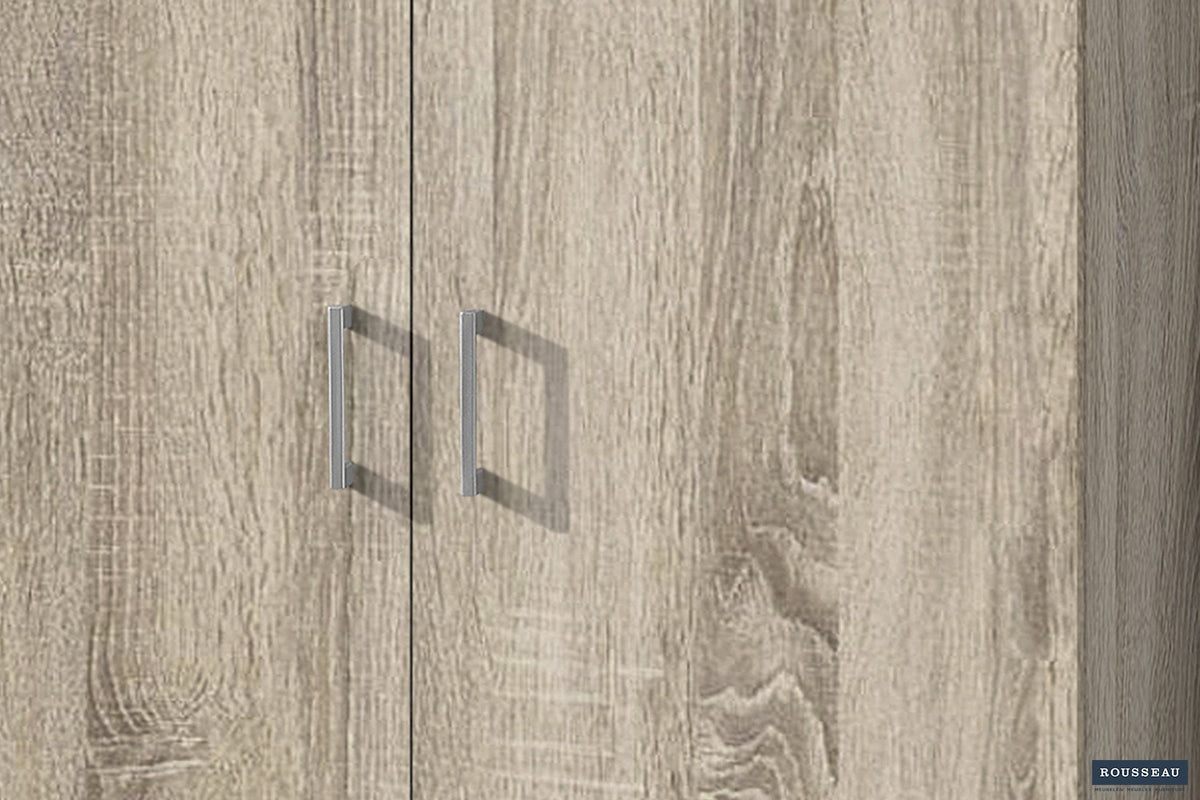 Rousseau - Meuble de rangement Ray 2 portes et 4 étagères Sonoma - 180x80x40 cm