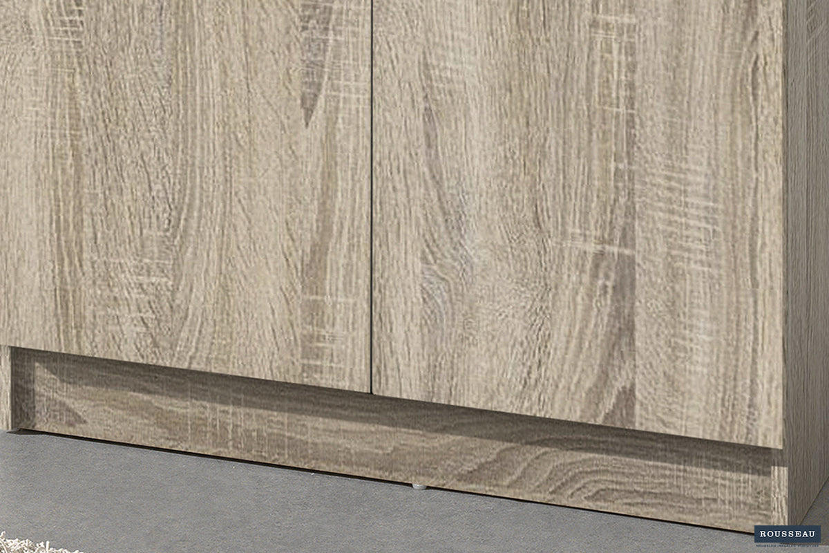 Rousseau - Meuble de rangement Ray 2 portes et 4 étagères Sonoma - 180x80x40 cm