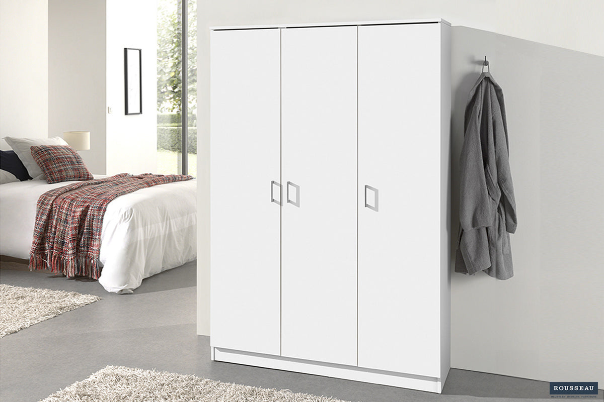 Rousseau - Opbergkast Ray 3 deuren en 4 legplanken Wit - 180x120x40 cm
