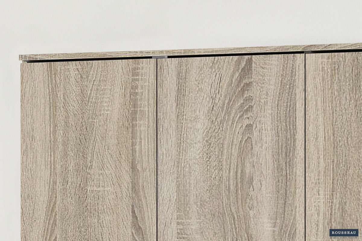Rousseau - Meuble de rangement Ray 3 portes et 4 étagères Sonoma - 180x120x40 cm