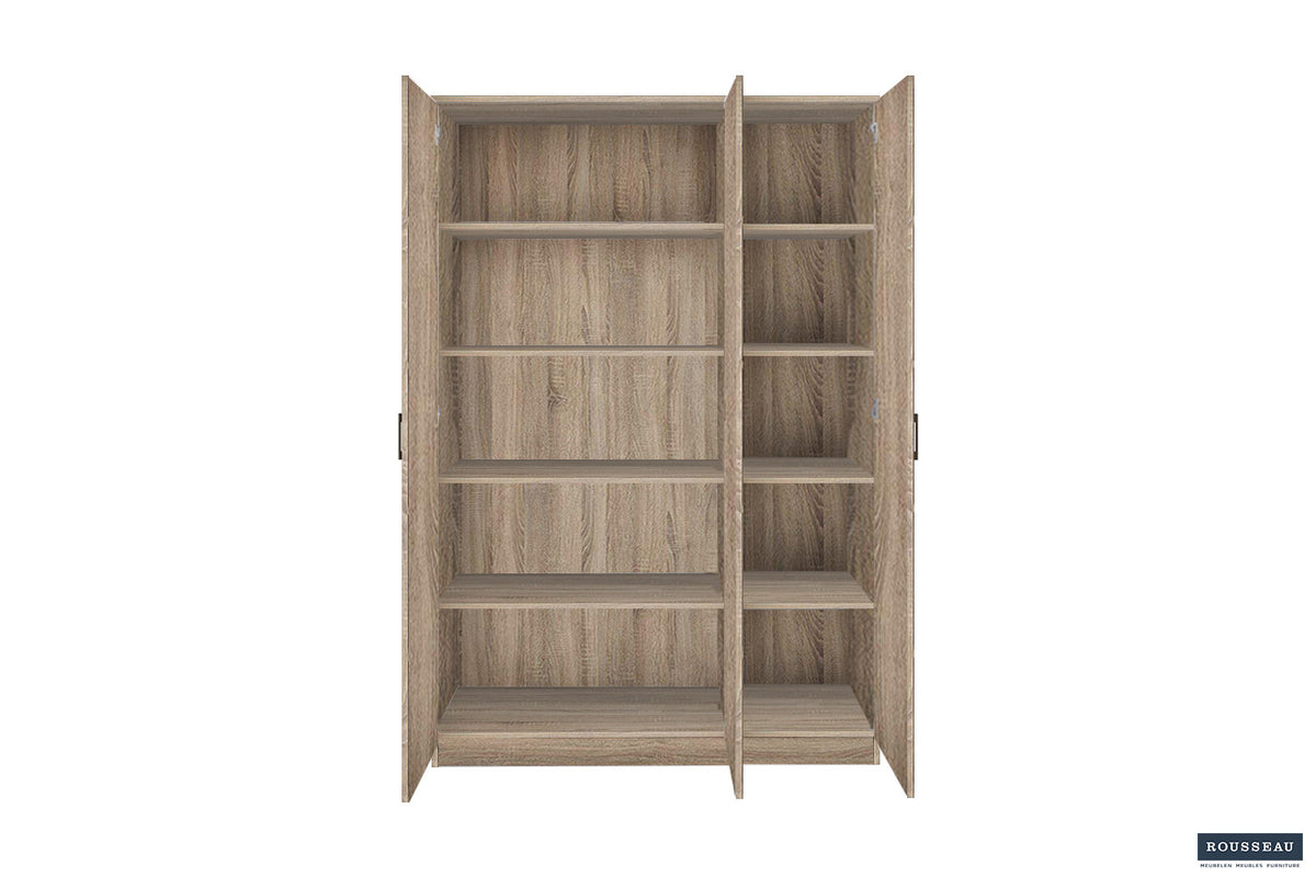 Rousseau - Opbergkast Ray 3 deuren en 4 legplanken Sonoma - 180x120x40 cm