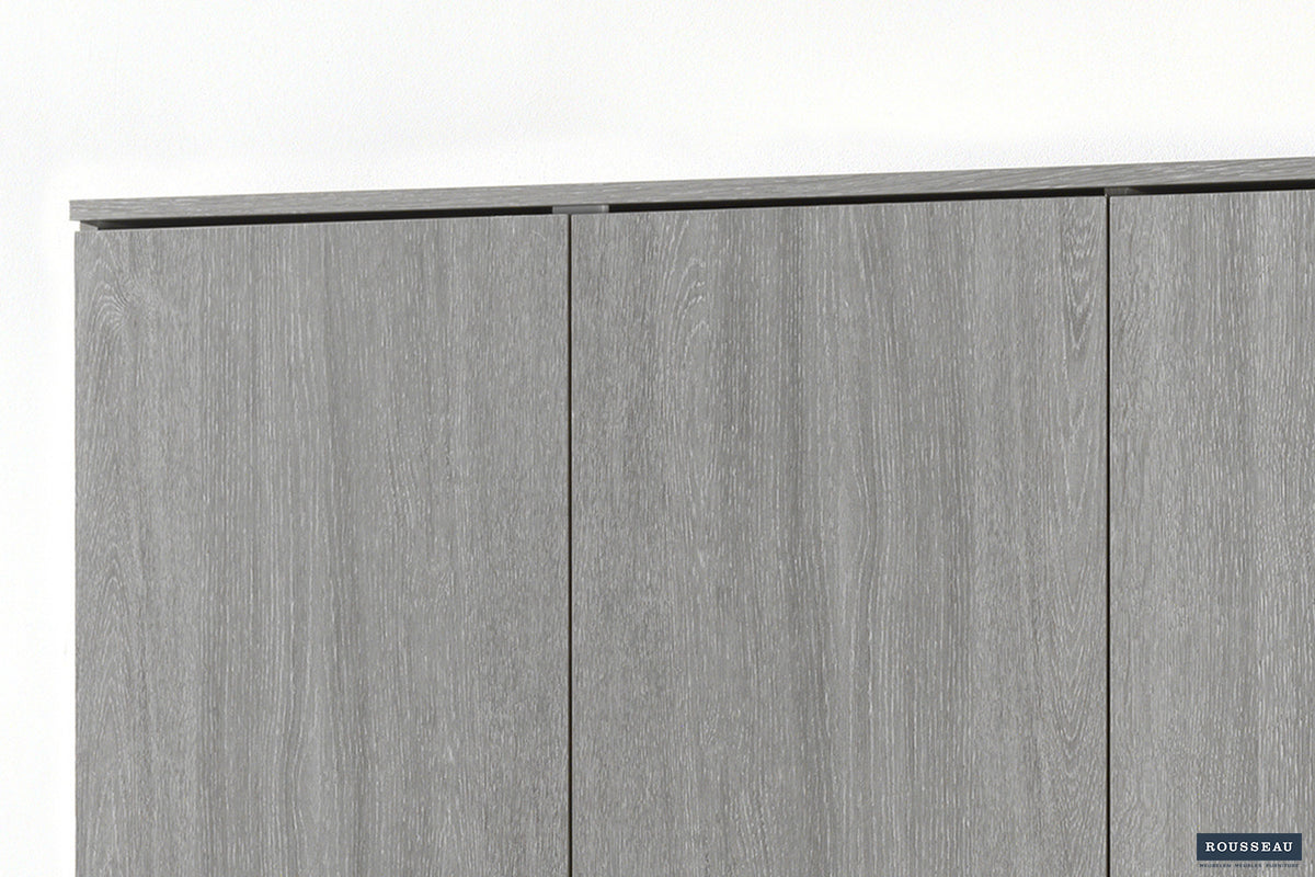Rousseau - Opbergkast Ray 3 deuren en 4 legplanken Grijze eik - 180x120x40 cm