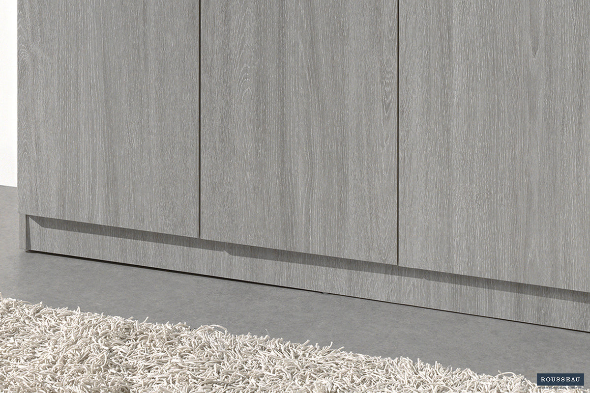 Rousseau - Opbergkast Ray 3 deuren en 4 legplanken Grijze eik - 180x120x40 cm