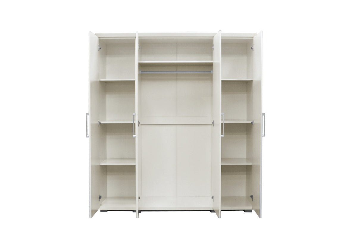 Rousseau - Kleerkast Mike 4 deuren Wit - 183x160x52 cm