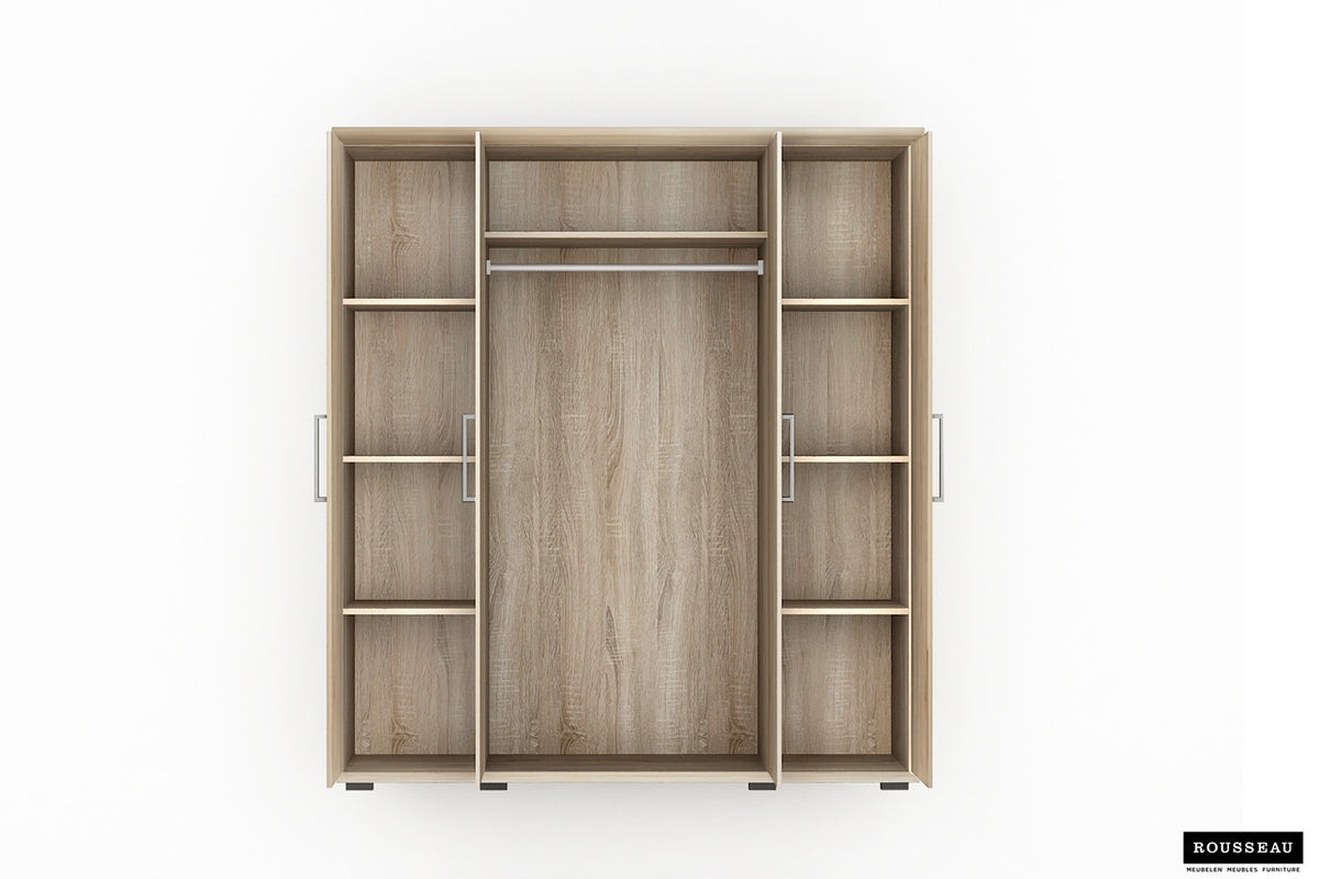 Rousseau - Kleerkast Mike 4 deuren Sonoma - 183x160x52 cm