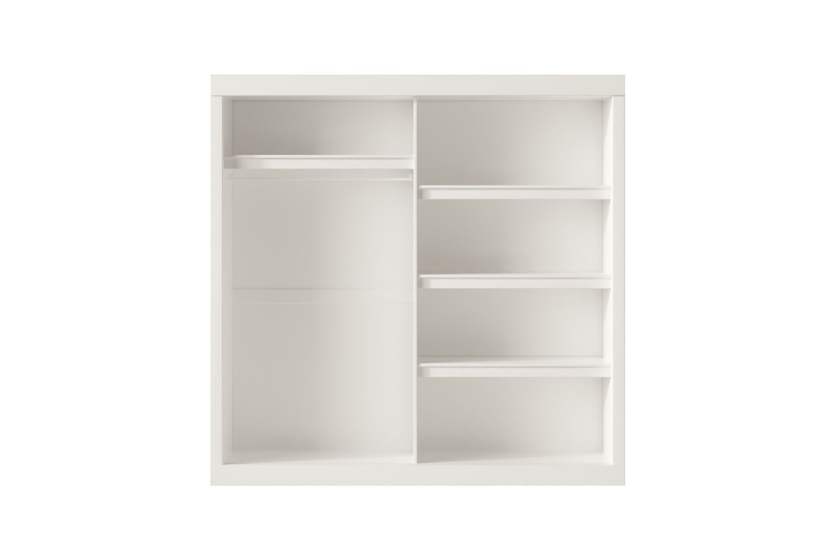 Rousseau - Armoire Mike 2 Portes Coulissantes, 1 Porte Miroir Blanc - 197,5x182,5x52,5 cm