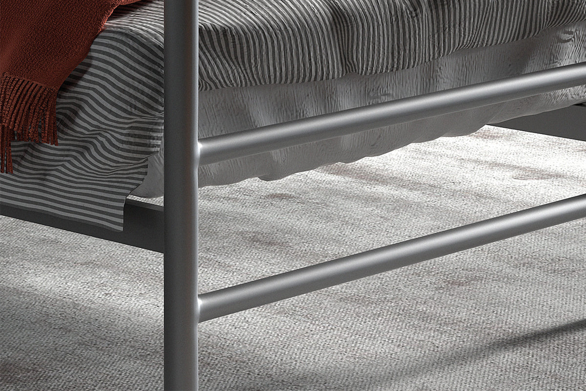 Rousseau - Lit simple Sandro 90x200 avec sommier à lattes Gris - 60x92x212 cm