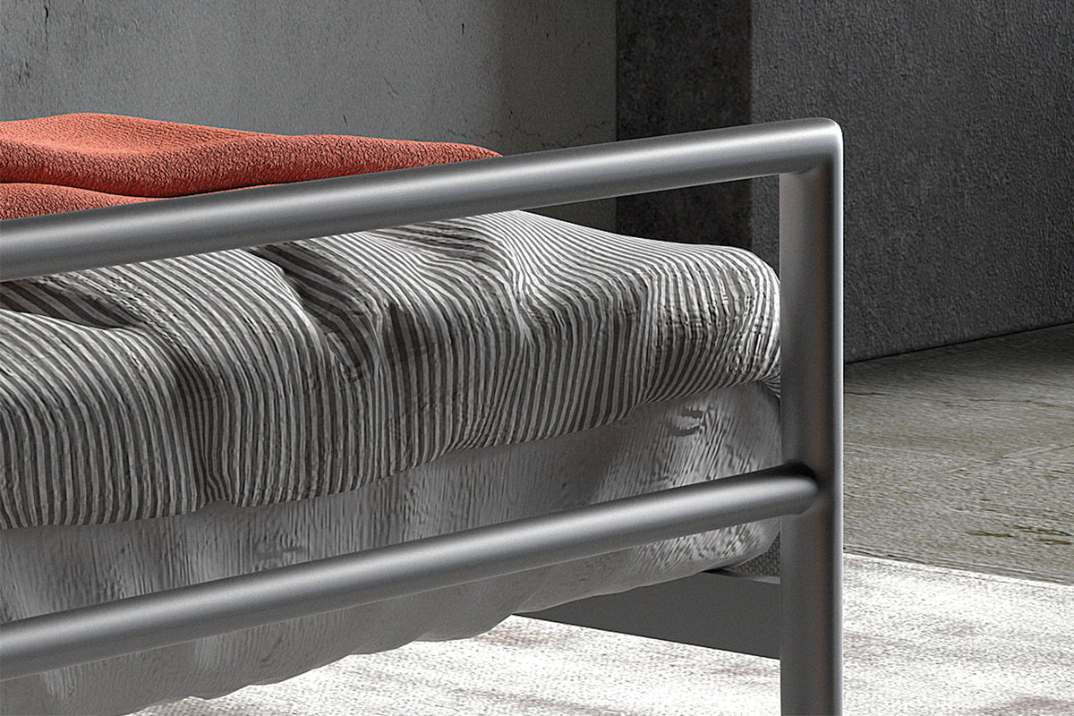 Rousseau - Lit simple Sandro 90x200 avec sommier à lattes Gris - 60x92x212 cm