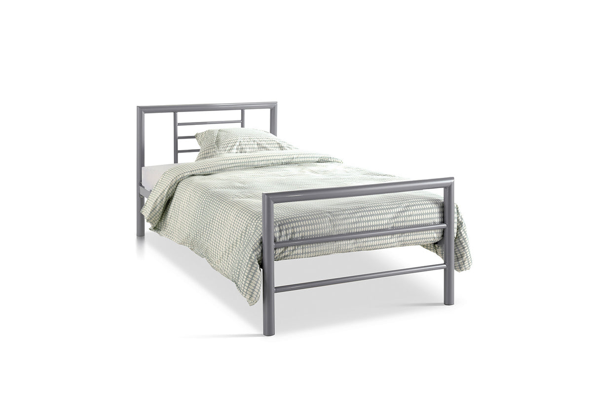 Rousseau - Lit simple Sandro 90x200 avec sommier à lattes Gris - 60x92x212 cm