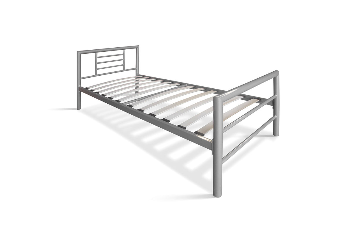 Rousseau - Lit simple Sandro 90x200 avec sommier à lattes Gris - 60x92x212 cm