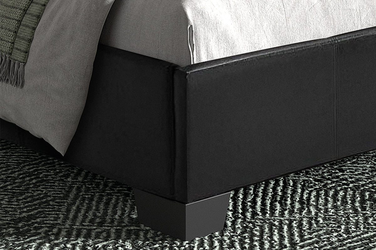 Rousseau - Tweepersoonsbed Roma 140x200 met lattenbodem PU Zwart - 92x150x218 cm