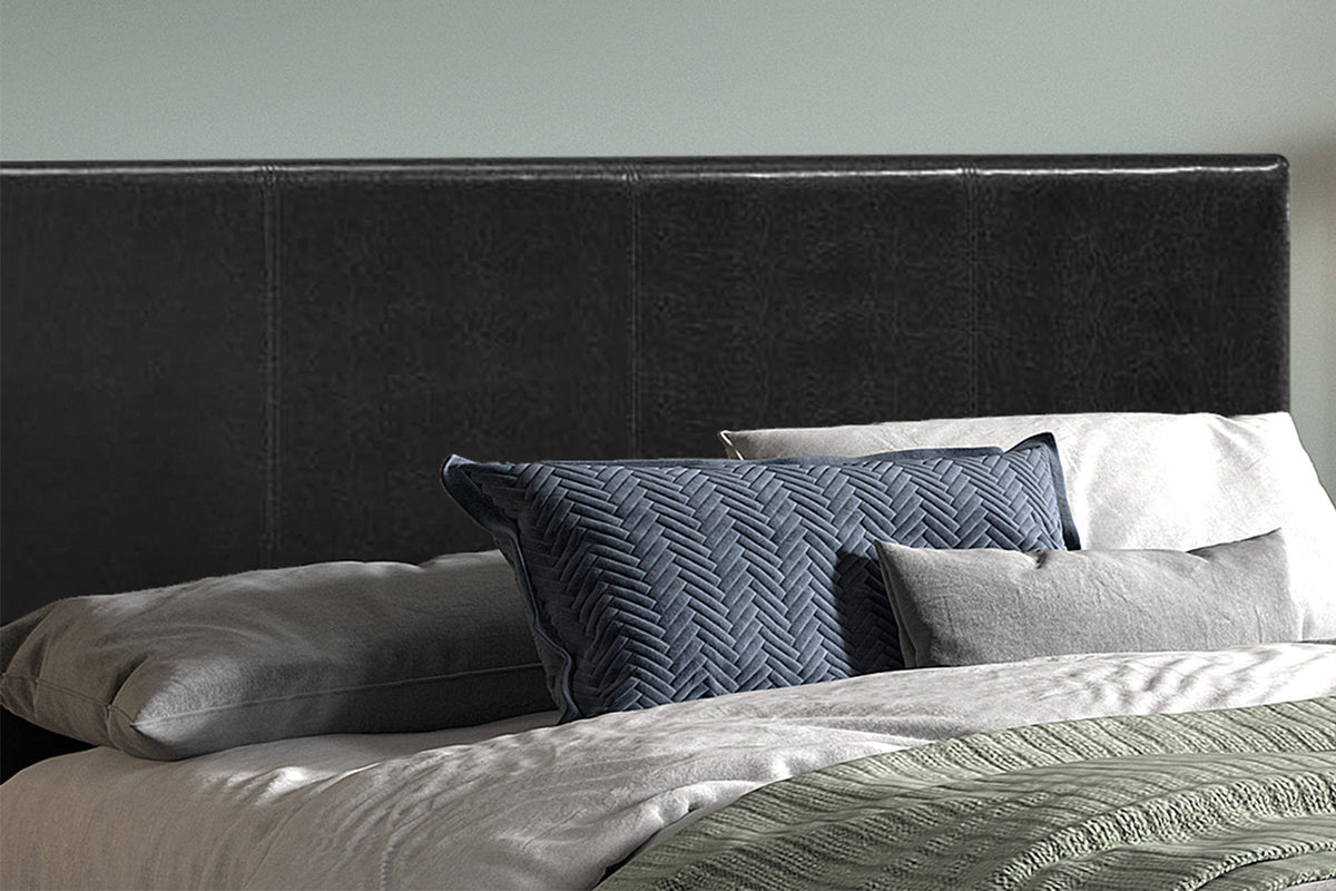 Rousseau - Tweepersoonsbed Roma 140x200 met lattenbodem PU Zwart - 92x150x218 cm