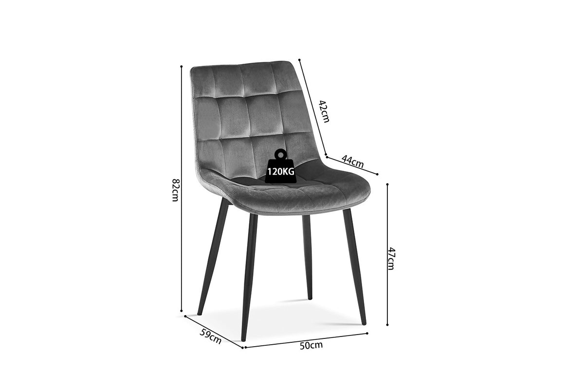 Rousseau - Chaise Juta - Velours Gris Foncé - 82x50x59cm