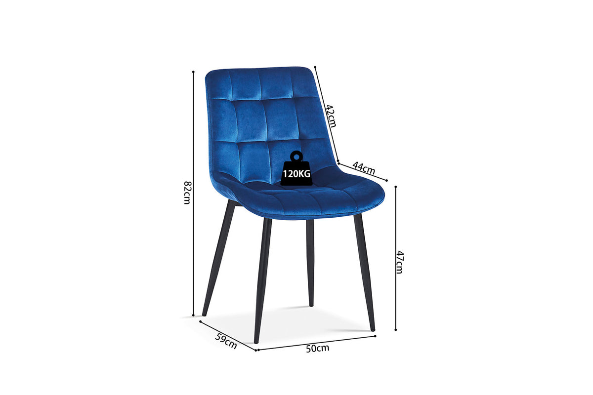 Rousseau - Stoel Juta - Fluweel Blauw - 82x50x59 cm