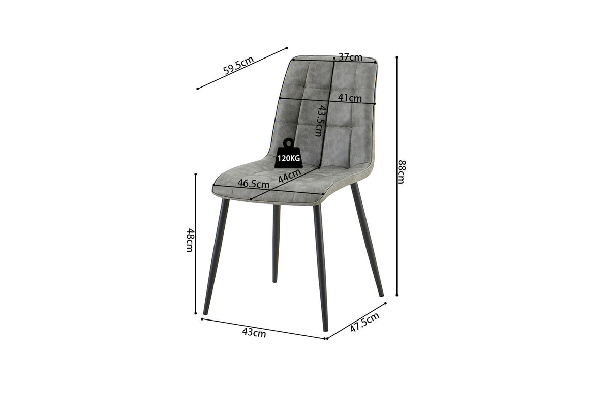 Rousseau - Lot de 4 chaises Furas Vintage - PU Gris - 88x46.5x59.5 cm