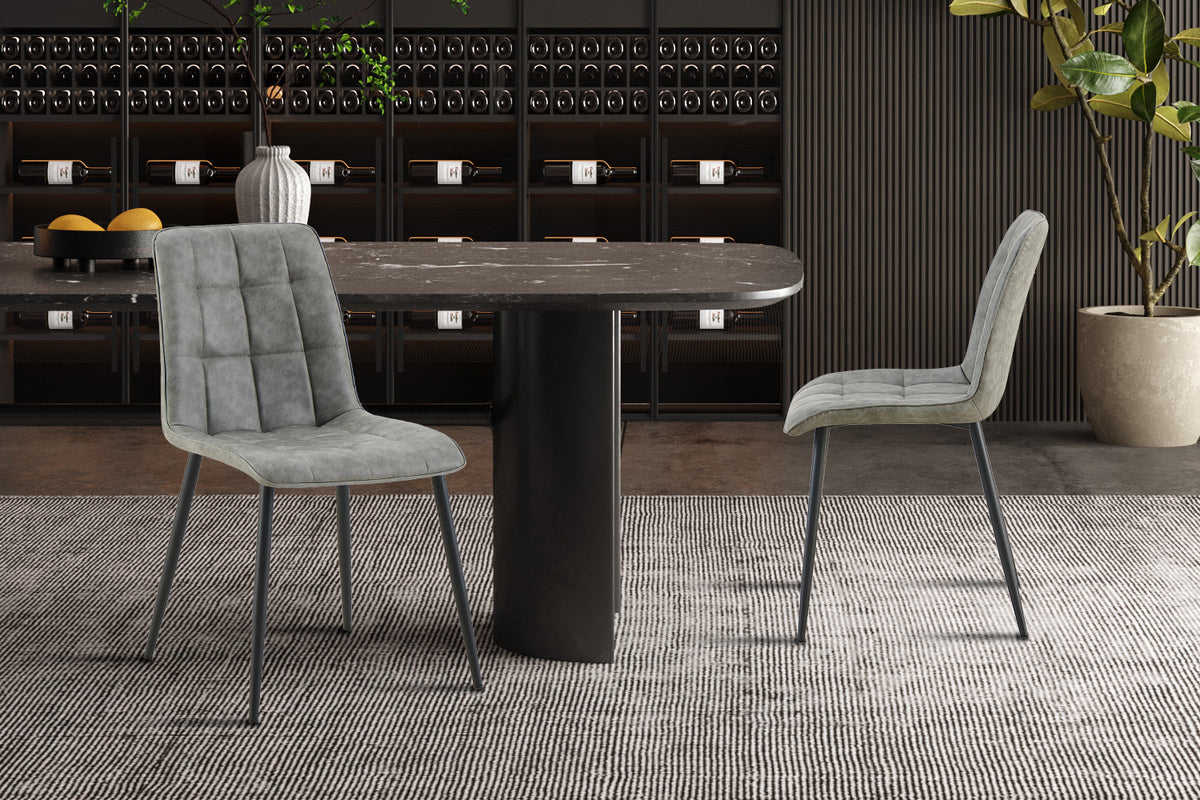Rousseau - Set van 4 stoelen Furas Vintage - PU Grijs - 88x46.5x59.5 cm