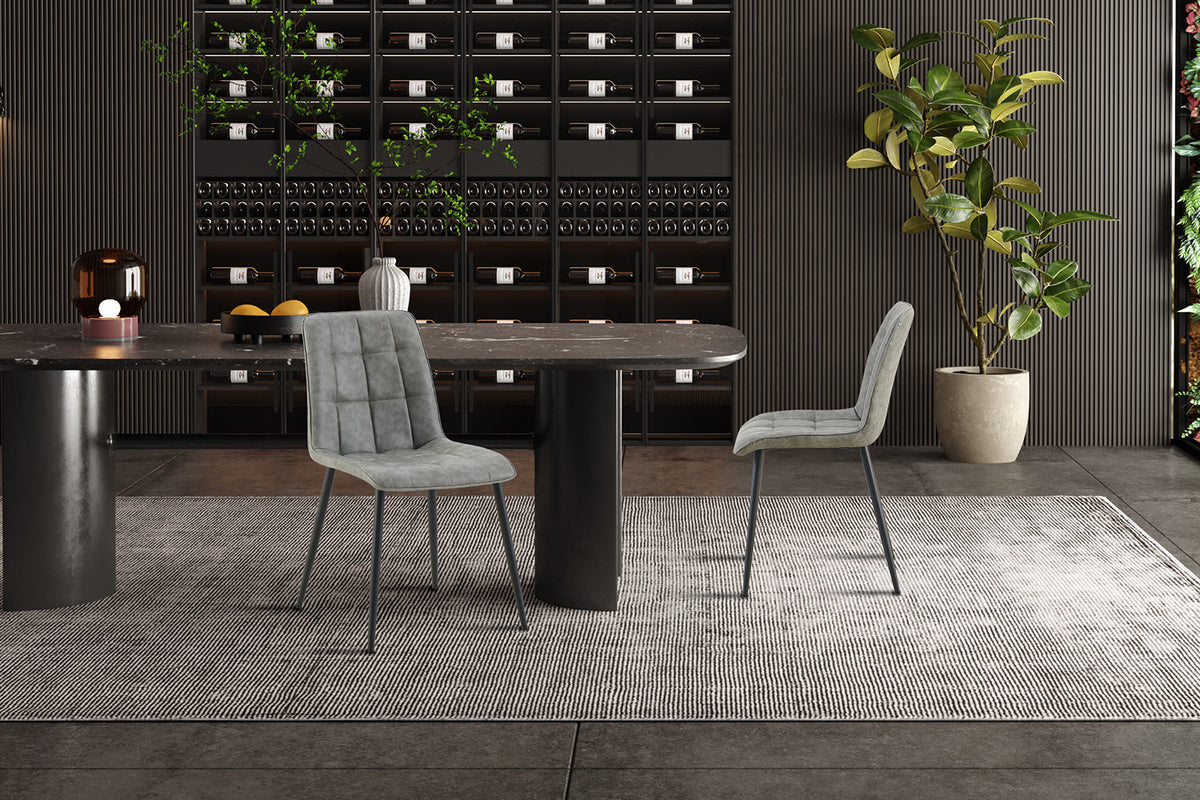 Rousseau - Lot de 4 chaises Furas Vintage - PU Gris - 88x46.5x59.5 cm