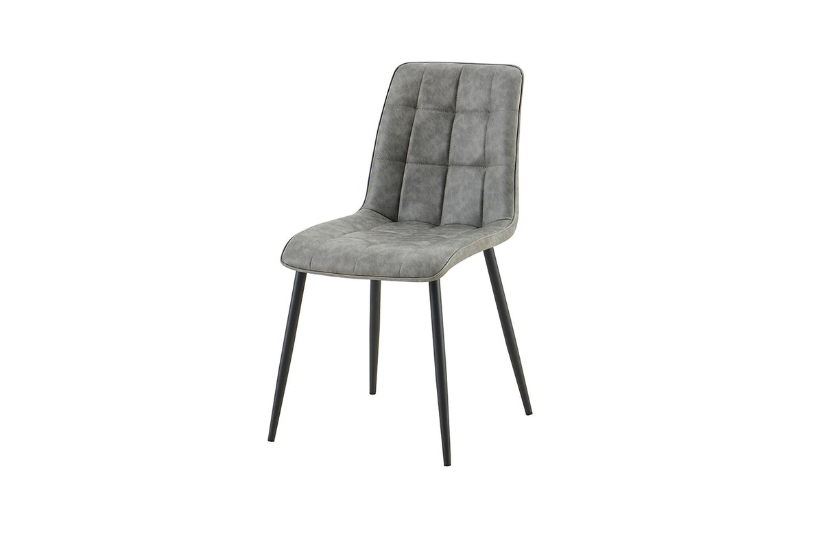 Rousseau - Lot de 4 chaises Furas Vintage - PU Gris - 88x46.5x59.5 cm