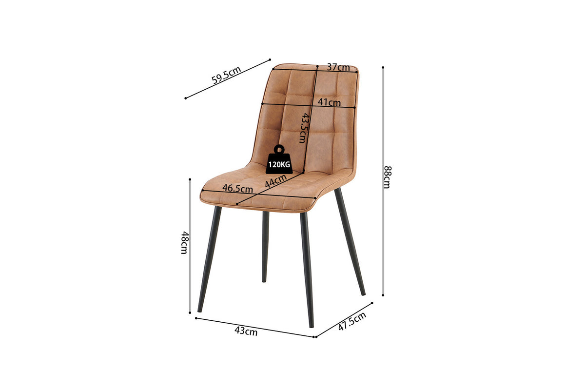 Rousseau - Set van 4 stoelen Furas Vintage PU - Cognac - 88x46.5x59.5 cm