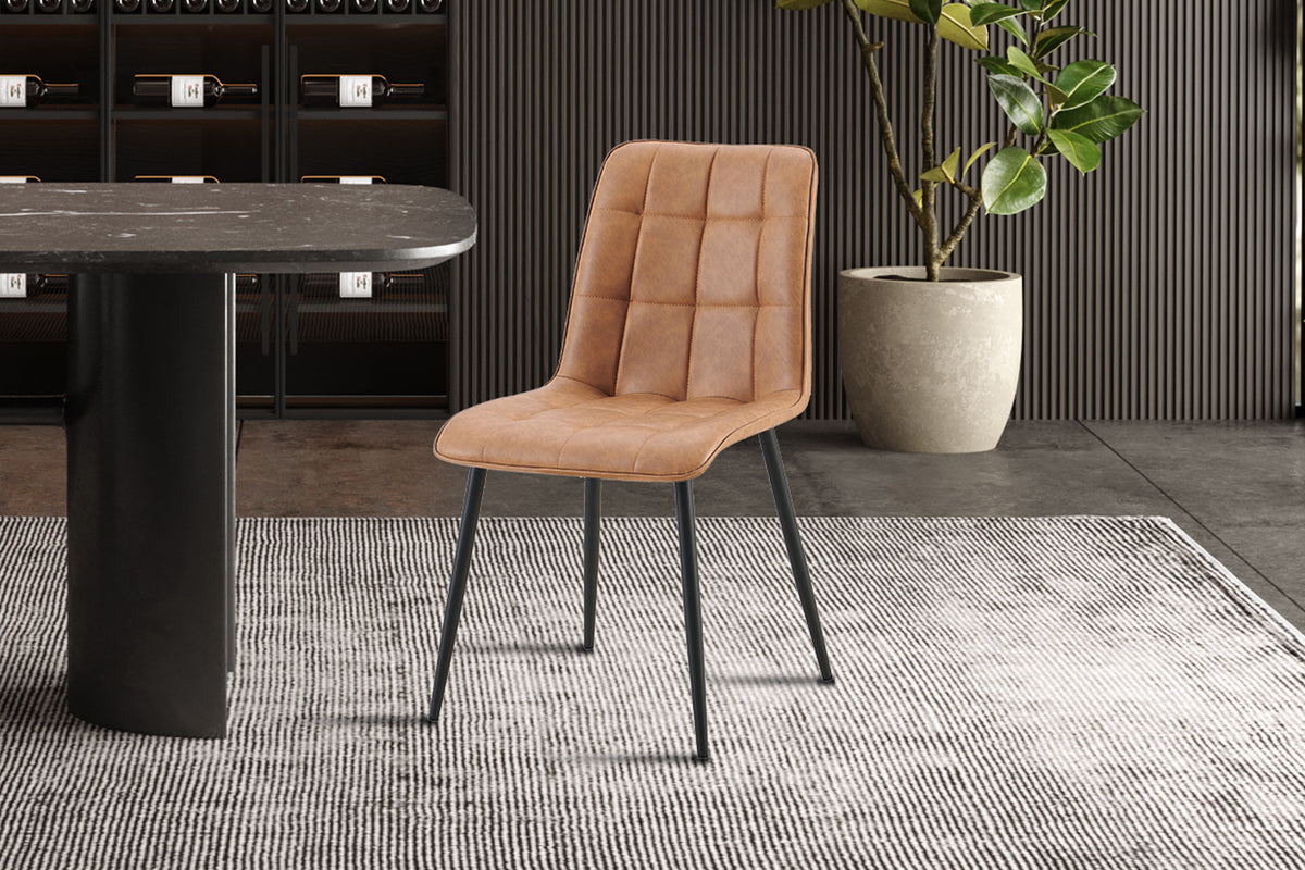 Rousseau - Set van 4 stoelen Furas Vintage PU - Cognac - 88x46.5x59.5 cm