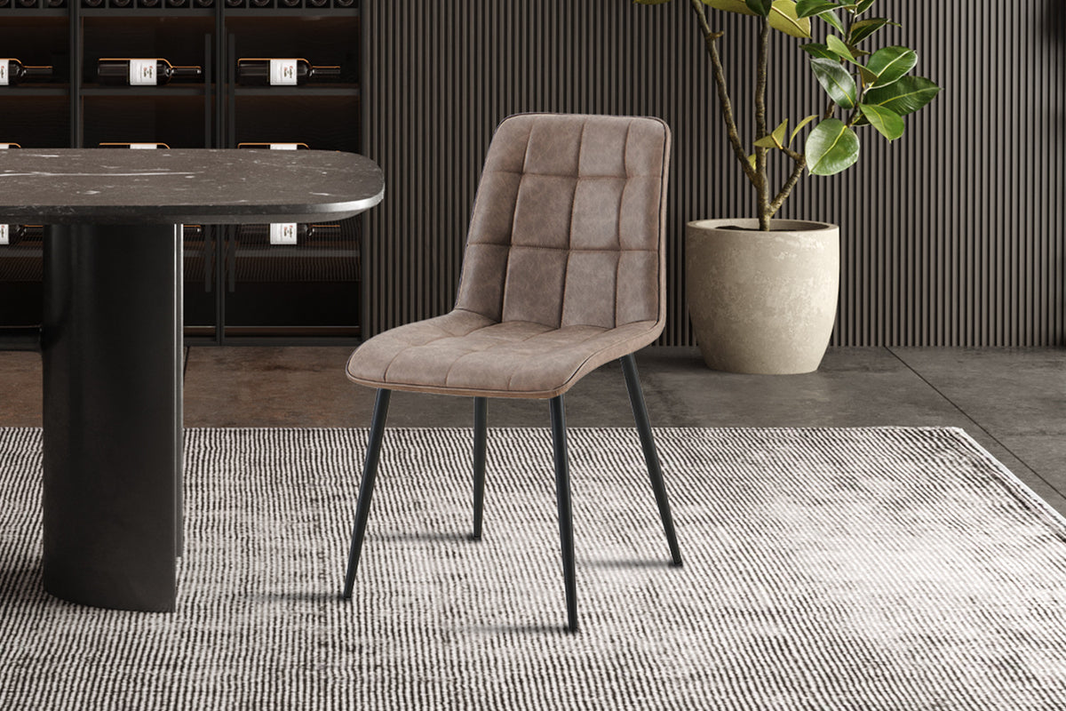 Rousseau - Set van 4 stoelen Furas Vintage PU Bruin - 88x46.5x59.5 cm