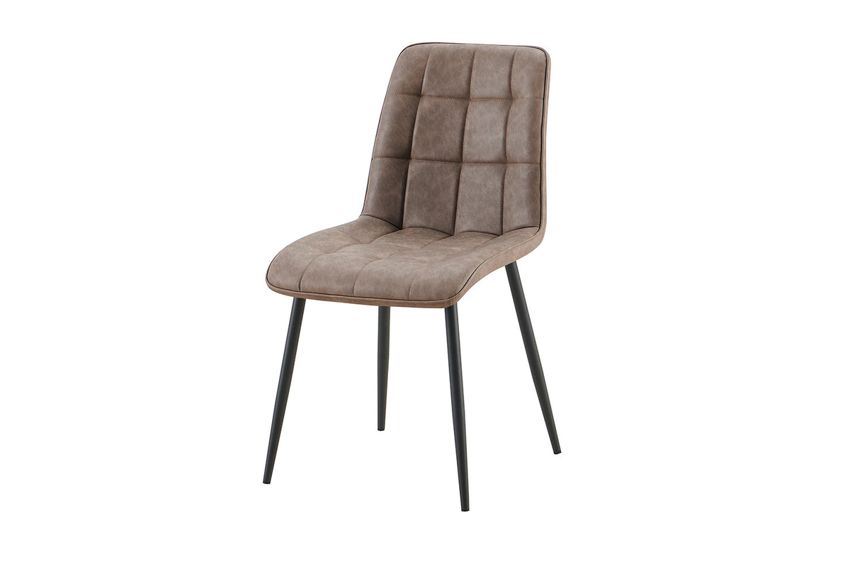 Rousseau - Set van 4 stoelen Furas Vintage PU Bruin - 88x46.5x59.5 cm