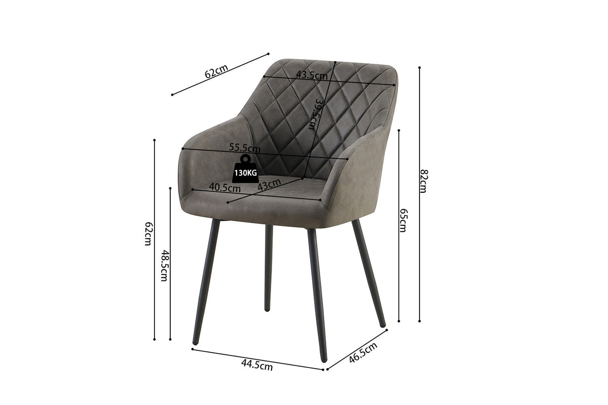 Rousseau - Stoel Peron - Micro fiber PU Grijs - 82x55.5x62 cm