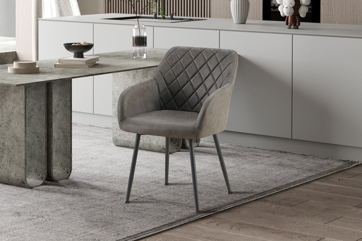 Rousseau - Stoel Peron - Micro fiber PU Grijs - 82x55.5x62 cm
