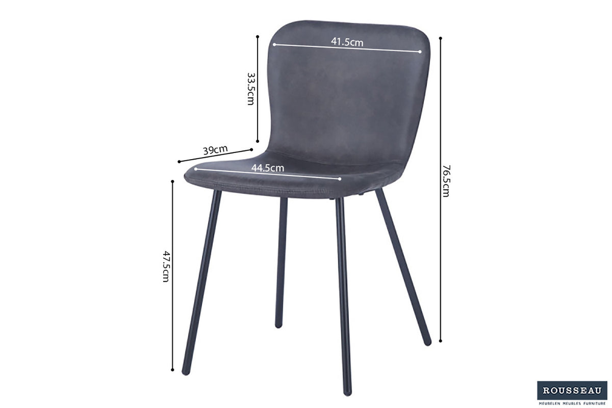 Rousseau - Stoel Susan - PU Donkergrijs - 77x45x52 cm