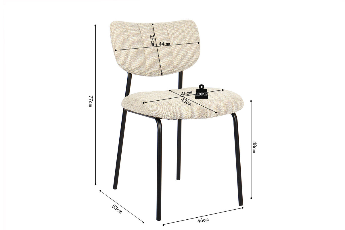 Rousseau - Chaise Antura - Tissu Beige - 77x46x53 cm