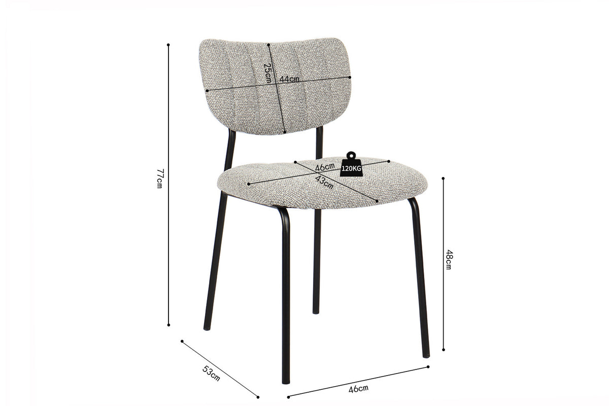 Rousseau - Stoel Antura - Stof Lichtgrijs - 77x46x53 cm