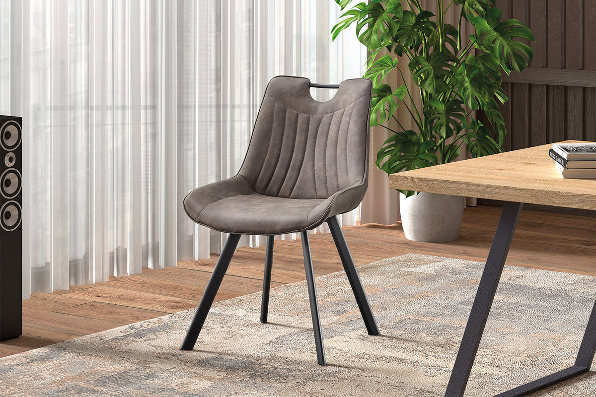 Rousseau - Chaise Pablo - Micro fibre PU Gris Foncé - 87x54x63 cm