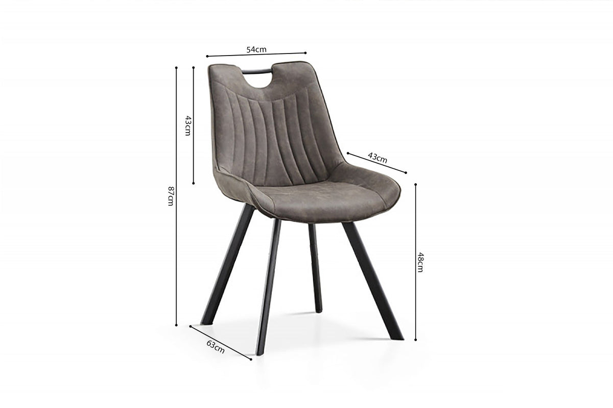 Rousseau - Chaise Pablo - Micro fibre PU Gris Foncé - 87x54x63 cm