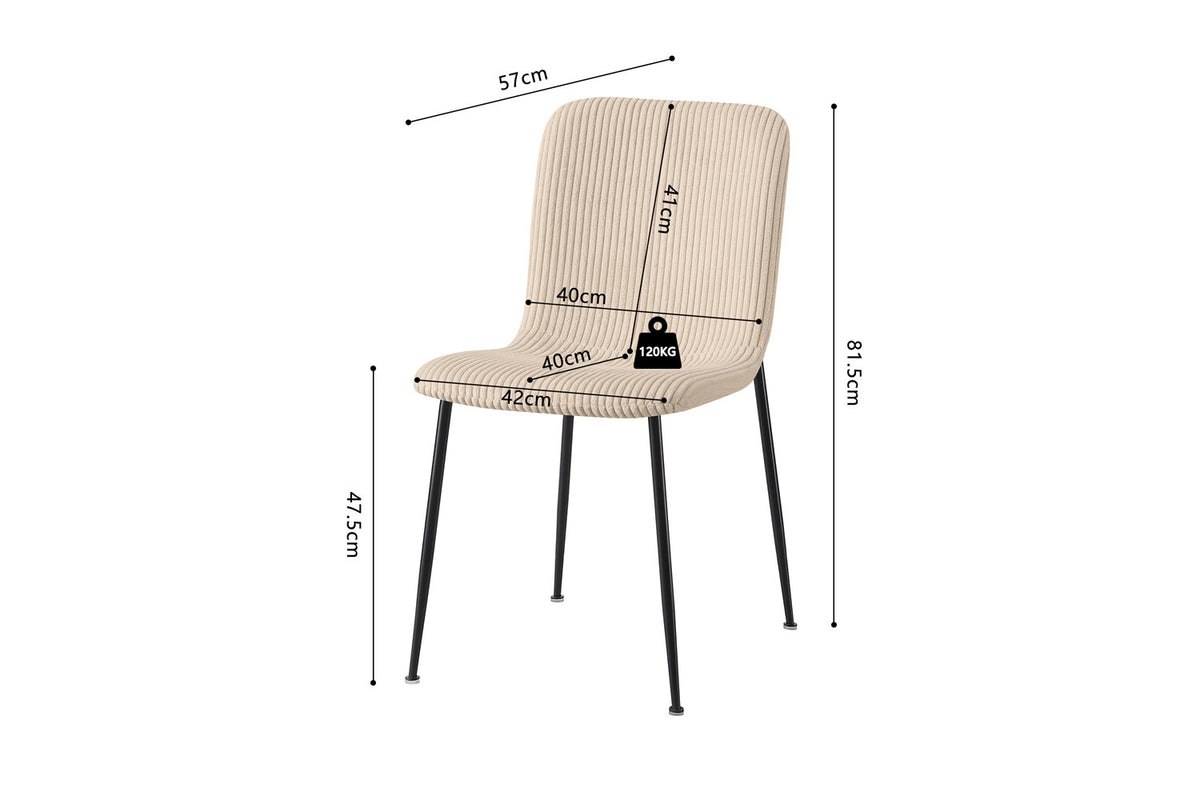 Rousseau - Stoel Alice Corduroy Beige - 81,5x42x57 cm