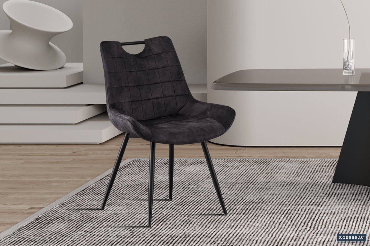 Rousseau - Stoel Nina - Fluweel Grijs - 84x56x62.5 cm