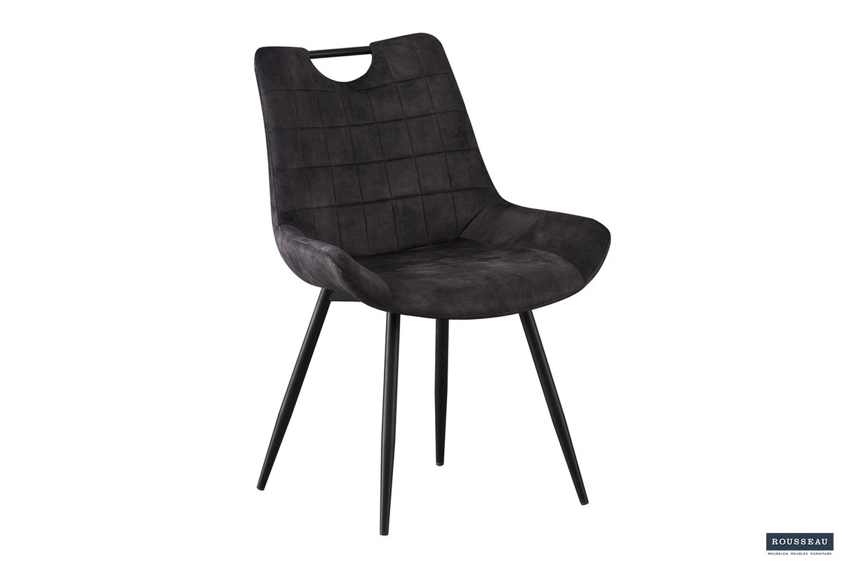 Rousseau - Stoel Nina - Fluweel Grijs - 84x56x62.5 cm