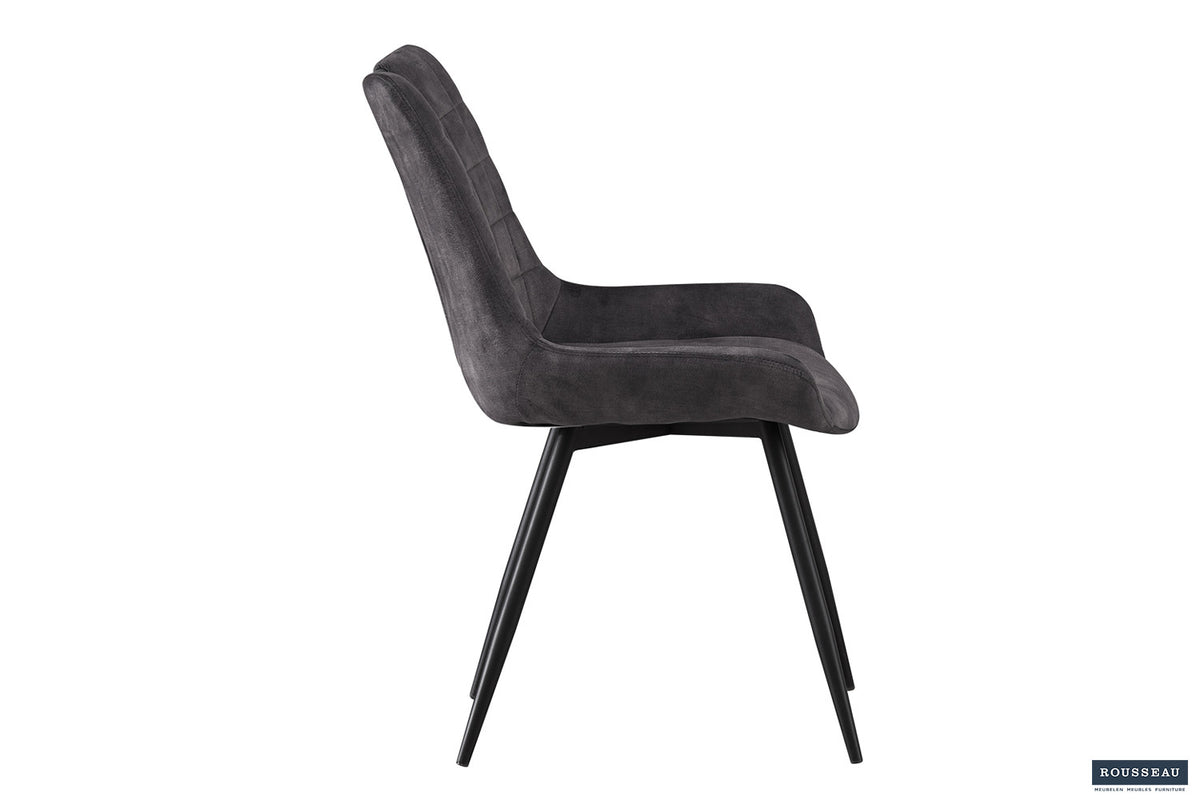 Rousseau - Stoel Nina - Fluweel Grijs - 84x56x62.5 cm