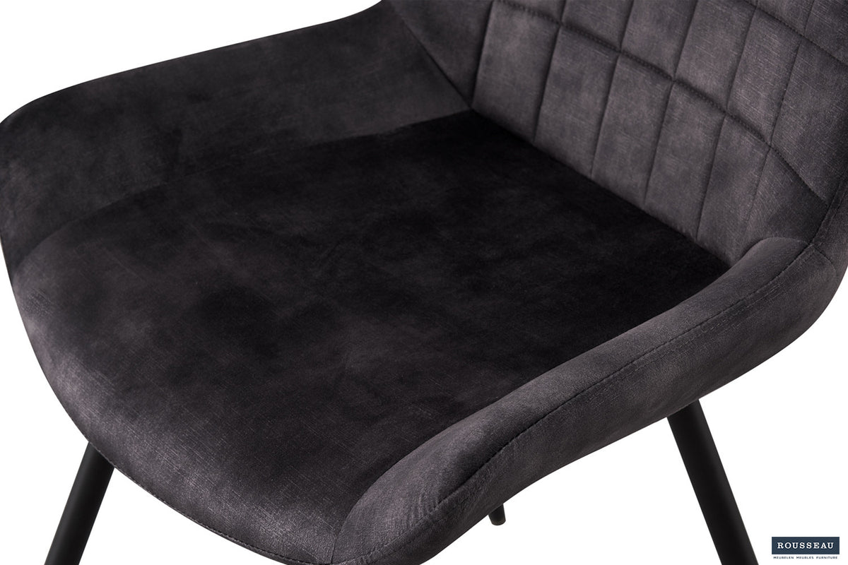 Rousseau - Stoel Nina - Fluweel Grijs - 84x56x62.5 cm