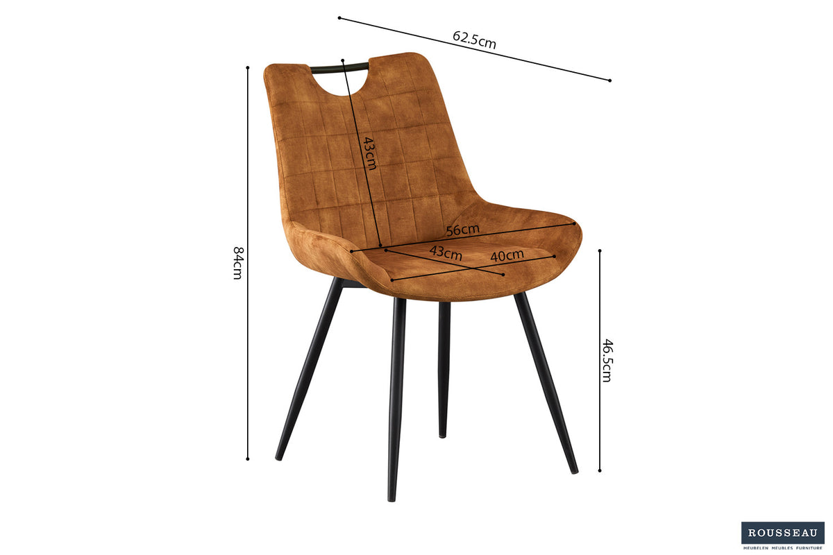 Rousseau - Stoel Nina - Fluweel Goud - 84x56x62.5 cm