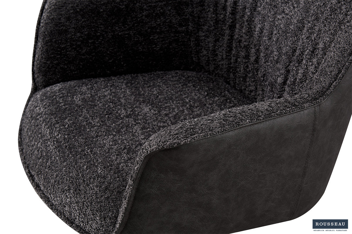 Rousseau - Chaise Lucie Boucle - Dossier Gris PU Gris Clair - 82.5x62x63 cm