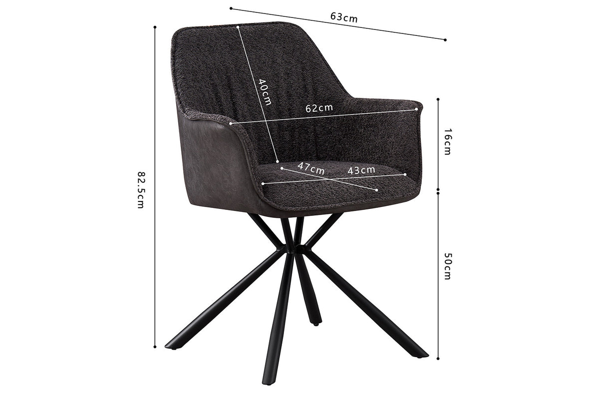 Rousseau - Chaise Lucie Boucle - Dossier Gris PU Gris Clair - 82.5x62x63 cm