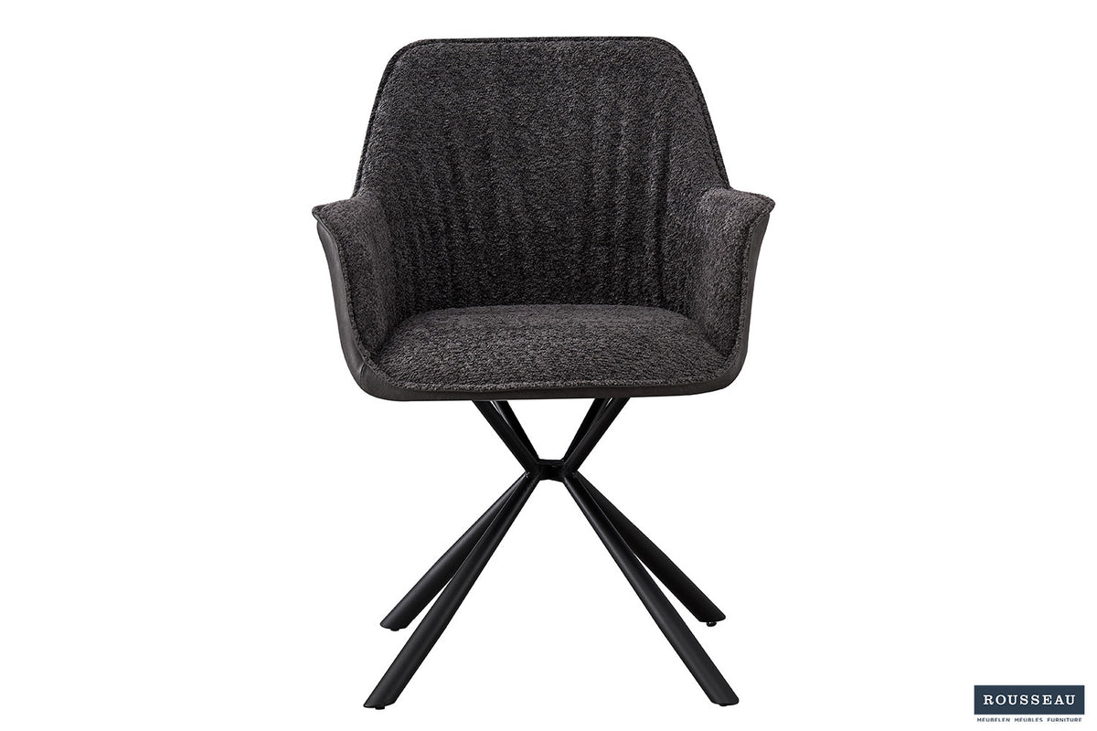 Rousseau - Chaise Lucie Boucle - Dossier Gris PU Gris Clair - 82.5x62x63 cm