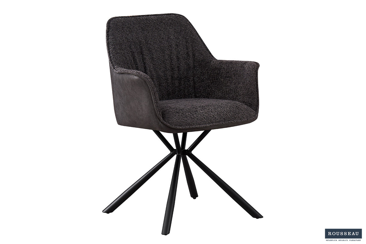 Rousseau - Chaise Lucie Boucle - Dossier Gris PU Gris Clair - 82.5x62x63 cm