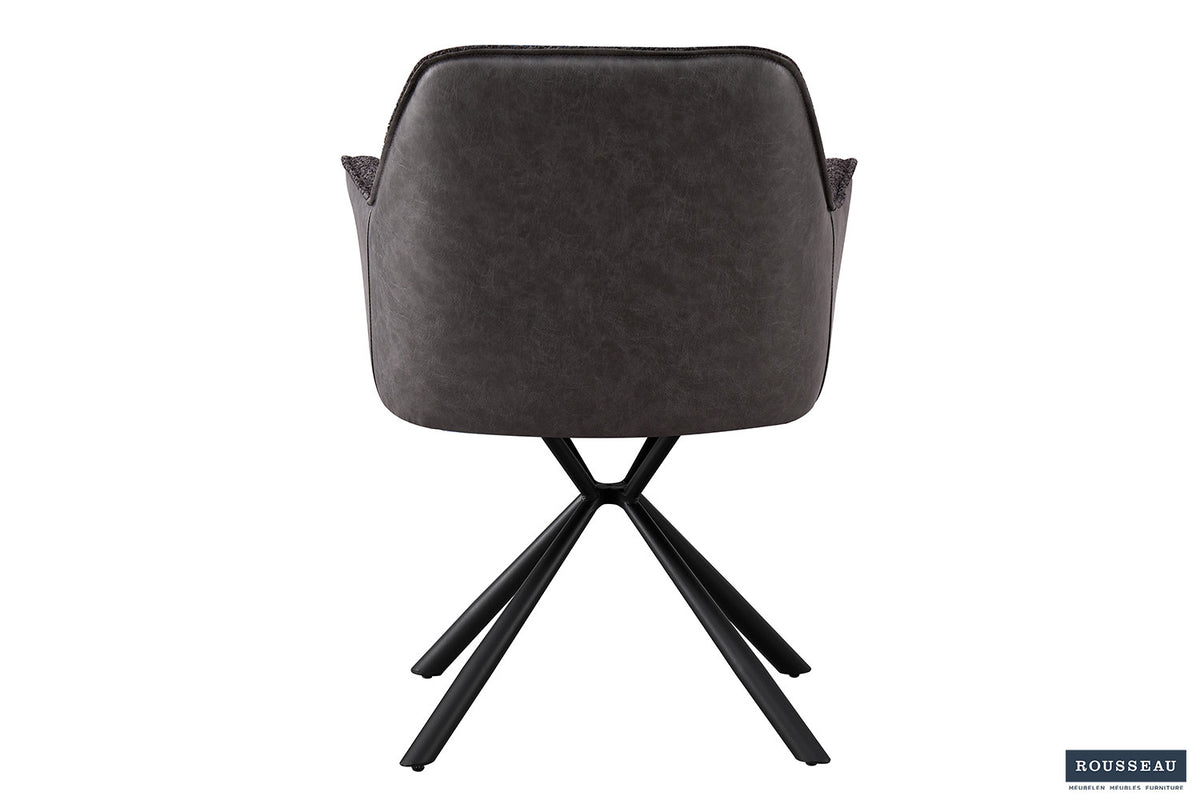 Rousseau - Chaise Lucie Boucle - Dossier Gris PU Gris Clair - 82.5x62x63 cm