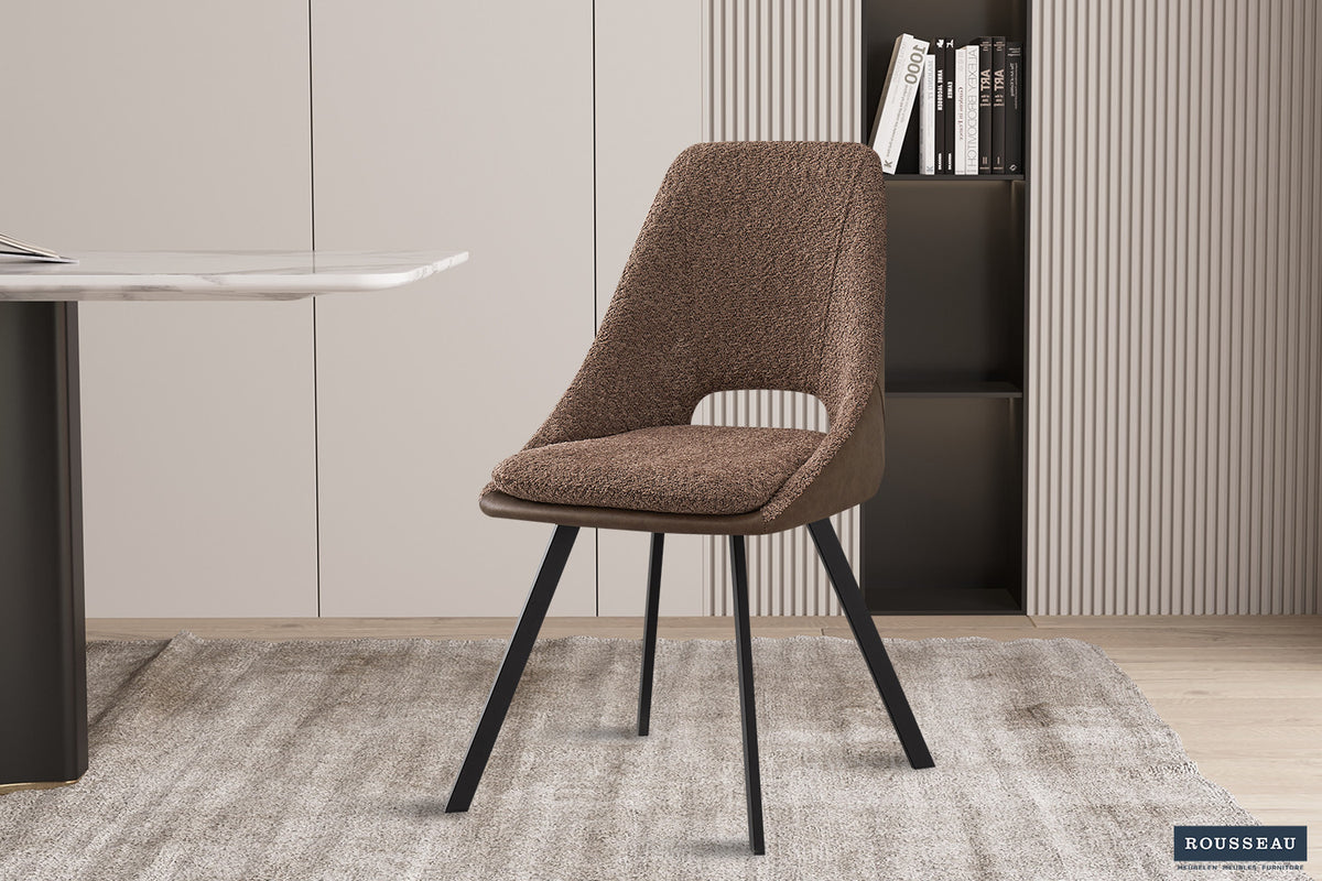 Rousseau - Stoel Filou Boucle - Zand Rug PU Bruin - 85x48x56 cm