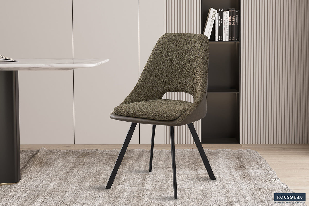 Rousseau - Stoel Filou Boucle - Groen Rug PU Donkergroen - 85x48x56 cm