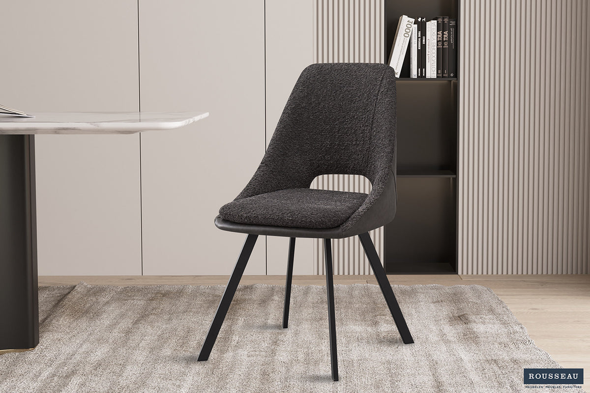 Rousseau - Stoel Filou Boucle - Grijs Rug PU Lichtgrijs - 85x48x56 cm