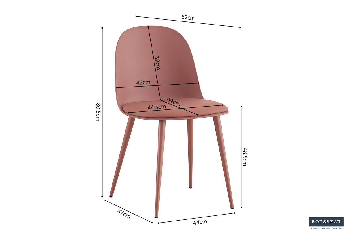 Rousseau - Chaise Jasmin Assise PP - PU Terre cuite - 81x51x44 cm