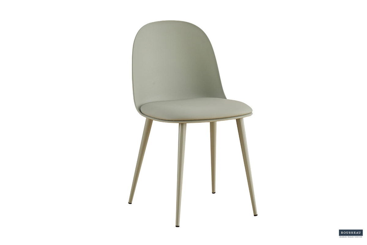 Rousseau - Chaise Jasmin Assise PP - PU Gris-vert - 81x51x44 cm