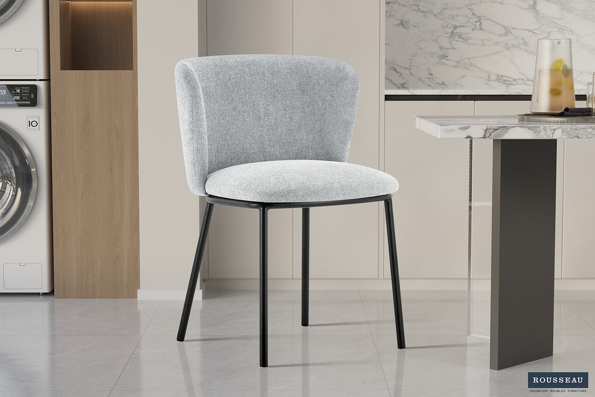 Rousseau - Chaise Arthur - Tissu Gris Clair - 76x52x54 cm